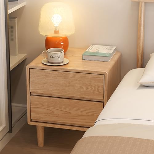 ZJHESXV Mid Century Modern Nachttisch mit Schublade und Regal Nussbaum Nachttisch für Schlafzimmer Beistelltisch mit 2 Schubladen und offenem Regal