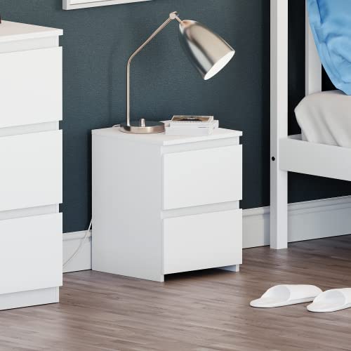 Vida Designs Denver Nachttischkommode mit 2 Schubladen, Weiß