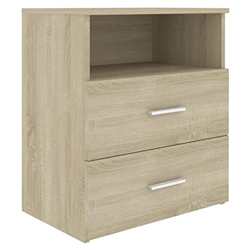 vidaXL Nachttisch mit 2 Schubladen 1 Ablagefläche Nachtschrank Nachtkonsole Nachtkommode Schlafzimmer Schrank Kommode Sonoma-Eiche 50x32x60cm vidaXL Nachttisch mit 2 Schubladen 1 Ablagefläche Nachtschrank Nachtkonsole Nachtkommode Schlafzimmer Schrank Kommode Sonoma-Eiche 50x32x60cm