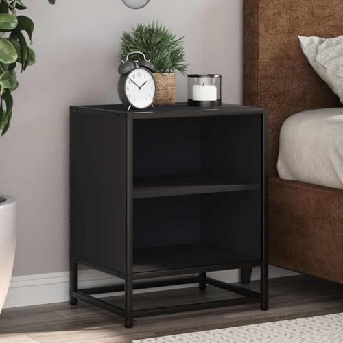 Fasba Nachttische 2 STK. Schwarz 40x31x50 cm Holzwerkstoff und Metall, Beistelltisch mit viel Stauraum, Nachtschrank, Nachtkommode, Nachtkonsole