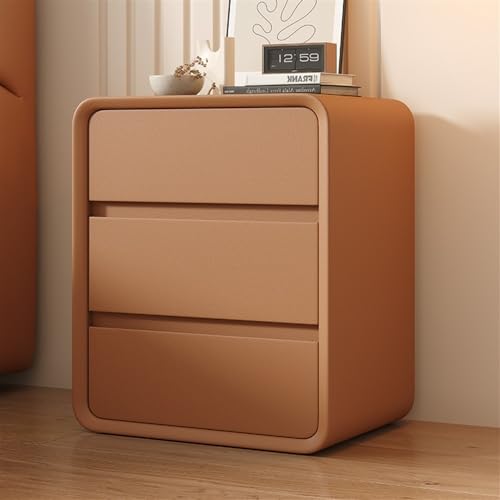 Generisch Nachttisch mit 3 Schubladen, Mikrofaser-Leder und Holzrahmen, 55 cm Höhenverstellbar, für Schlafzimmer, Wohnzimmer, Eingangsbereich