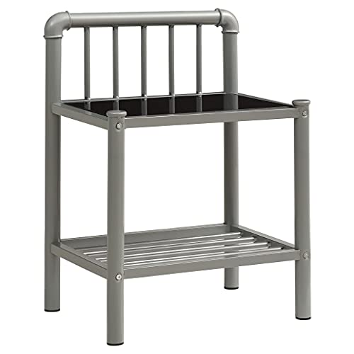 Genérico Wenjingqi 325097 Nachttisch, Metall und Glas, Grau und Schwarz, 45 x 34,5 x 62,5 cm, Schwarz