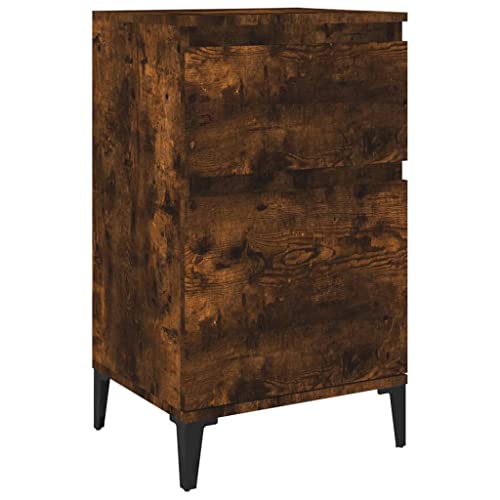 Eleganz Nachttisch aus Räuchereiche 40x35x70 cm - Moderner Holzwerkstoff & Metall - Platzsparend & Langlebig - Ideal für kleine Schlafzimmer