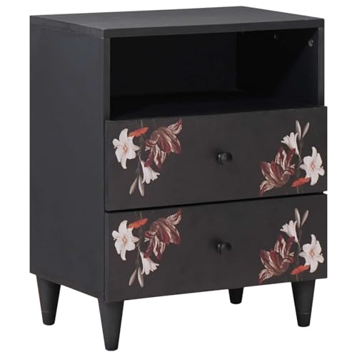 vidaXL Nachttisch Mehrfarbig 50 x 33 x 60 cm Massivholz Mango, Schlafzimmer, Rechteckig, Modern, Elegantes Design für komfortable Wohnräume und Entspannung, Minimalistischer Möbelstil