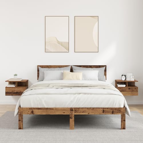 Rustikales Wandregal aus Holz, 2 Stück, 40 x 31 x 27 cm, platzsparendes Design für Schlafzimmer, Holzwerkstoff, Vintage-Stil, perfekt für Heimdekoration und Aufbewahrung
