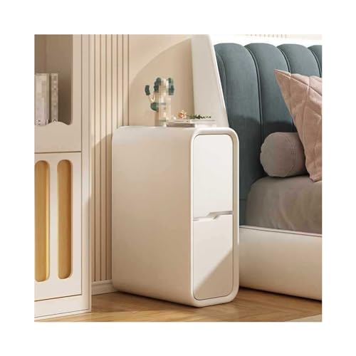 Nachttisch, schmaler, schmaler Nachttisch mit 2 Schubladen, moderner, ultraschmaler Nachttisch, Sofa-Beistelltisch aus Massivholz, kleiner Beistelltisch, Nachttisch, Kommode, hohe Ambition Thoughtful
