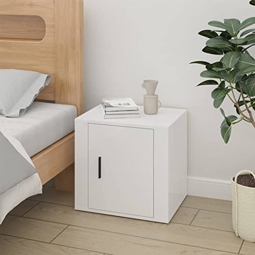 Fasba Nachttisch Hochglanz-Weiß 50x39x47 cm, Beistelltisch mit viel Stauraum, Nachtschrank, Nachtkommode, Nachtkonsole