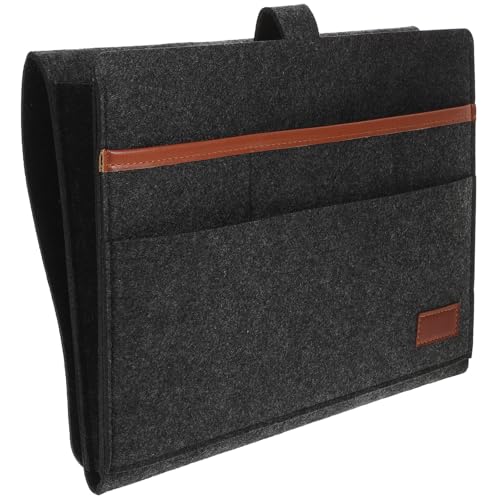SHINEOFI Filz Aufbewahrungstasche zum Einhängen Nachttisch Organizer mit Großer Kapazität Dunkelgrau Platzsparend für Bett Sofa und Zuhause