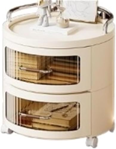 Schmaler Beistelltisch aus Metall mit 2 Ablagen und Aufbewahrungsdeckel, rollbarer Couchtisch für Wohnzimmer, kleiner Ständer, mehrfarbig, perfekt für Heimdekoration