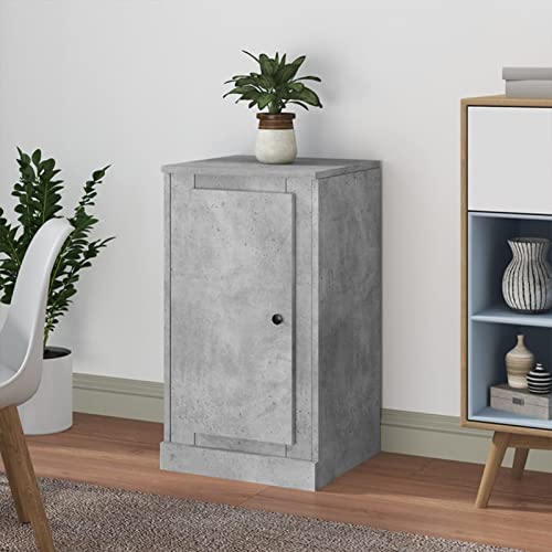 Homgoday Sideboard grau Beton, 37,5 x 35,5 x 67,5 cm aus mehrschichtigem Holz, Möbelmöbel, Nachttische für Schlafzimmer, Nachttisch, Anrichte für Zimmer, Bodenschrank