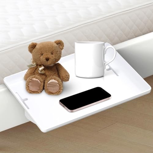 Nachttischregal, Bettablage, Clip-On-Nachttisch, Nachttisch zum Anklemmen, Nachttischs zum Einhängen, Regal für Hochbett, Beistelltisch mit Kabelmanagement, 32cm x 23.3cm x 5.3cm, Platzsparend