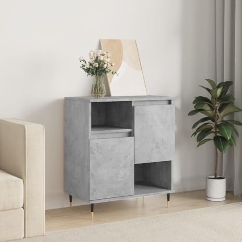 Homgoday Sideboard grau Beton 60 x 35 x 70 cm aus mehrschichtigem Holz, Nachttische für Schlafzimmer, Nachttisch für Schlafzimmer, Nachttisch, Sideboard für Schlafzimmer, Bodenschrank STYLE831184