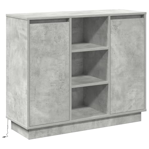 Homgoday Sideboard mit LED in Beton Grau 90x32x75 cm aus Holzwerkstoff Aufbewahrungsschrank Model869685