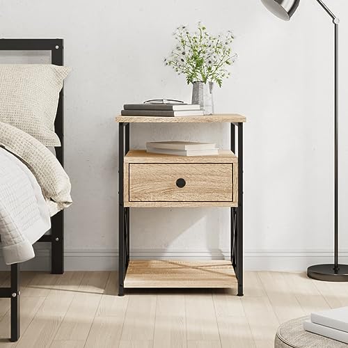 Youuihom Nachttisch Sonoma-Eiche 40x42x55 cm Holzwerkstoff Nachtkommode Kleiner Tisch Betttisch Nachtkästchen für Bad Wohnzimmer Jugendzimmer Schlafzimmer