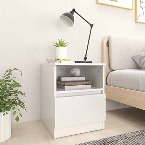 Myheimly Nachttisch Nachttische Nachtschrank Nachtkonsole Telefontisch Hochglanz-Weiß 40x40x50 cm Holzwerkstoff 3007992de