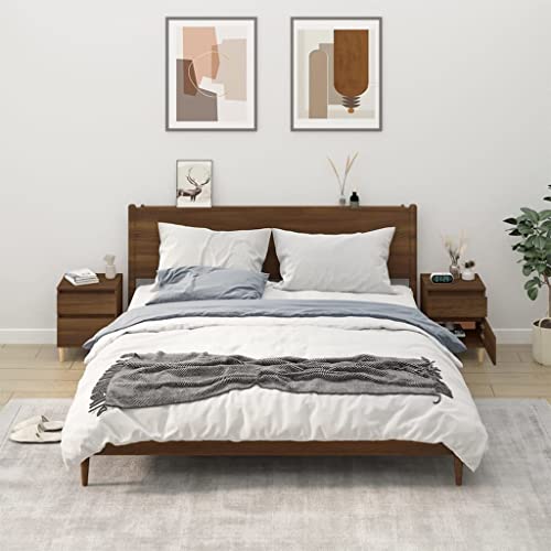 Nachttische 2 STK. Beistellschrank Beistelltisch Aktenschrank Nachtschrank Nachtkästchen Sideboard kommode Geeignet für Schlafzimmer Wohnzimmer Arbeitszimmer Büro Braun Eichen-Optik 40x35x50 cm