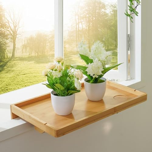 Zdlopteron 28-50cm Nachttisch zum Anklemmen, Bambus Tablett Nachttischregal Regal, Bettablage zum Einhängen Klemmbereich 0–9 cm, 20 kg Tragkraft, for Zuhause, Wohnheim, Wohnmobil und Wohnung(Medium)
