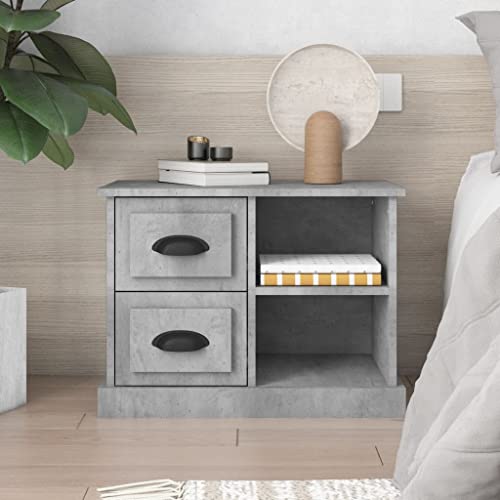 PUEOSZX Nachttisch für Schlafzimmer, Aufbewahrungsmöbel, Betttisch, aus Holz, seitliche Schränke, Heimdekoration, platzsparendes Design, Grau, Beton, 60 x 35,5 x 45 cm