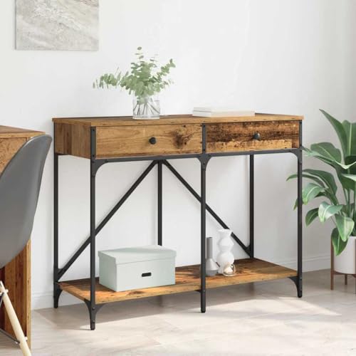 MOBCANT Konsolentisch mit rustikalem Charme und moderner Funktionalität, Industrial Holzwerkstoff Braun, für Flur und Wohnzimmer, 100 x 39 x 78,5 cm
