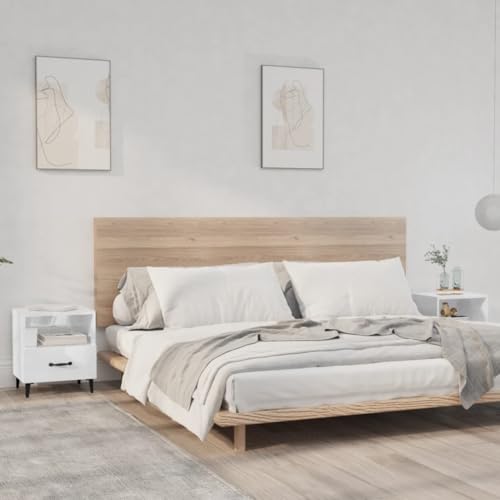 Myheimly Nachttische Nachttisch Nachtschrank Nachtkonsole Telefontisch 2 STK. Hochglanz-Weiß Holzwerkstoff 3013756de