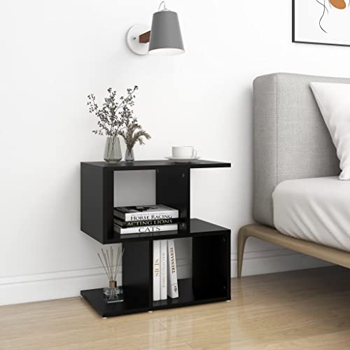 GeenYuu Nachttisch Schwarz 50x30x51,5 cm, Holzwerkstoff, moderner Beistelltisch für Schlafzimmer, praktischer nightstand für Zeitschriften und Bücher