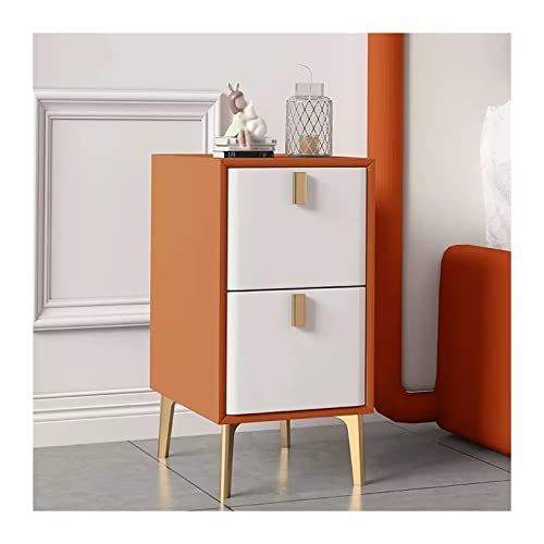 Nachttisch Moderner Nachttisch mit Kunstleder-Design, schmaler Nachttisch, Nachttisch, Metall-Tischbeine, Beistelltisch for Zuhause, Wohnung, Wohnheim (Orange + Weiß) Nachtkonsole(L30xD36xH52c m)