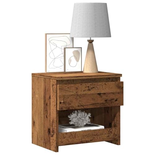 MOBCANT Nachttisch, Nachttischschrank Nachtschrank Couchtisch Nightstand Geeignet für Wohnstube Schlafsaal Hotel Schlafzimmer Altholz-Optik 40x30x39 cm Holzwerkstoff