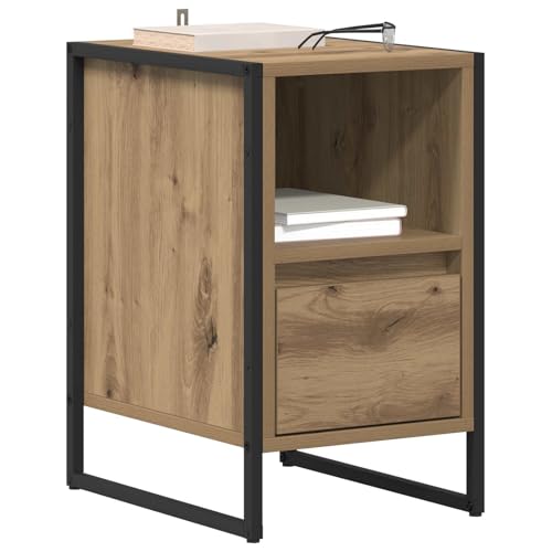 vidaXL Nachttisch Kunsthandwerk Eiche 39,5 x 30 x 50 cm Holzwerkstoff, Stylischer Nachttisch, rechteckiger Industrie-Tisch, praktisches Schlafzimmermöbel, moderner Organizer