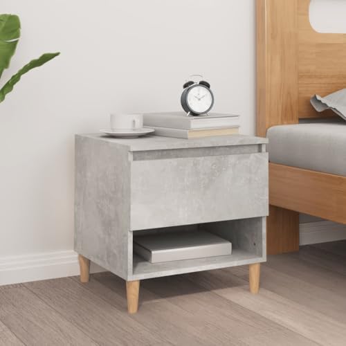 PUEOSZX Nachttisch für Schlafzimmer, Stauraum, Betttisch, aus Holz, seitliche Schränke, Bettmöbel, Heimdekoration, platzsparendes Design, Grau, Beton, 50 x 46 x 50 cm
