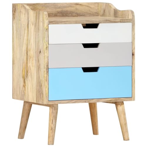 Nachttisch mit Stauraum, Night Stand Nachtschrank Schlichter Beistelltisch für Wohnzimmer Schlafzimmer, 47 x 35 x 63 cm Massivholz Mango