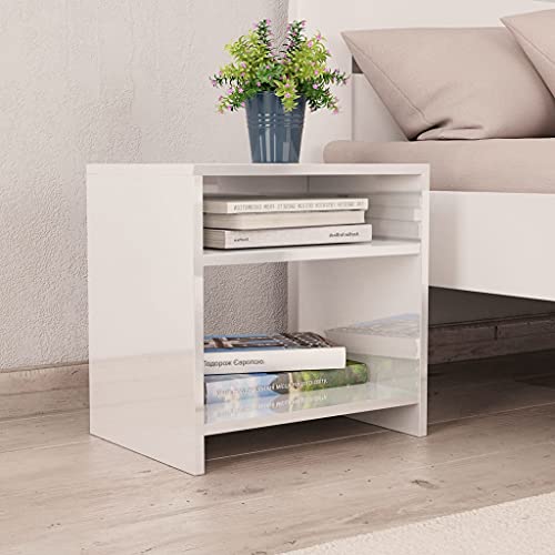 Hovothy Nachtschrank Beistellschrank aus Holzwerkstoff Vielseitig Nachtkonsole Lagerschrank Möbelstück für Schlafzimmer Klassischen und Praktischen Design Weiß 40x30x40 cm
