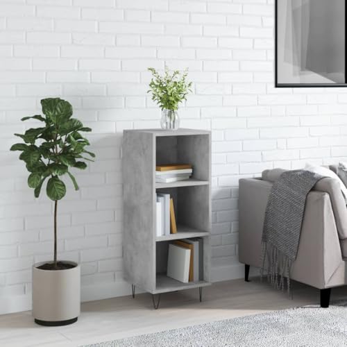 Homgoday Sideboard grau Beton, 34,5 x 32,5 x 90 cm aus mehrschichtigem Holz, Nachttische für Schlafzimmer, Nachttisch, Anrichte für Schlafzimmer, Bodenschrank STYLE828728