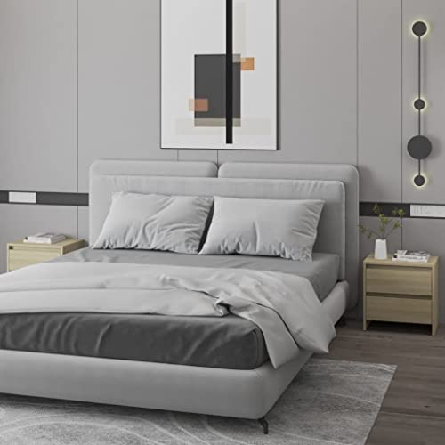 MOBCANT Nachttische 2 STK, Beistelltisch Beistellschrank Konsolentisch Nachtschrank Geeignet für Schlafzimmer Hotel Schlafsaal Wohnstube Sonoma-Eiche 45x34,5x44,5 cm Holzwerkstoff