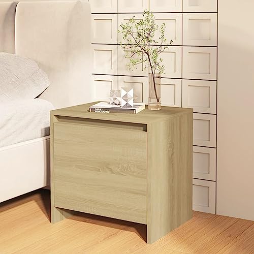 Brokky Nachttisch Sonoma-Eiche 45x34x44,5 cm Side Table Bedroom Nachttischschrank Bedroom Furniture NachtschräNkchen Holzwerkstoff