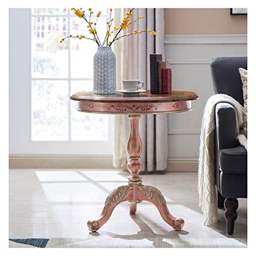 XDAWQP Couchtisch, luxuriöser Beistelltisch aus Massivholz, runder Beistelltisch, moderner für Wohnzimmer, Schlafzimmer Lobby, Akzenttisch, Sofatisch, C?Rosa