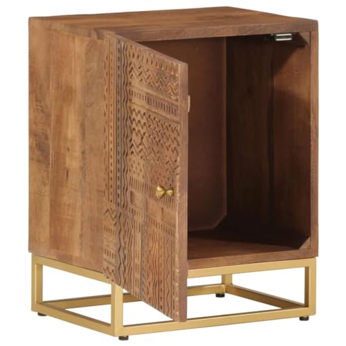HETFTJN Nachttisch Landhausstil Nightstand Bedside Tables Ablagetisch - Nachttisch 40x30x50 cm Massivholz Mango und Eisen für Küchen Wohnzimmer Jugendzimmer Schlafzimmer