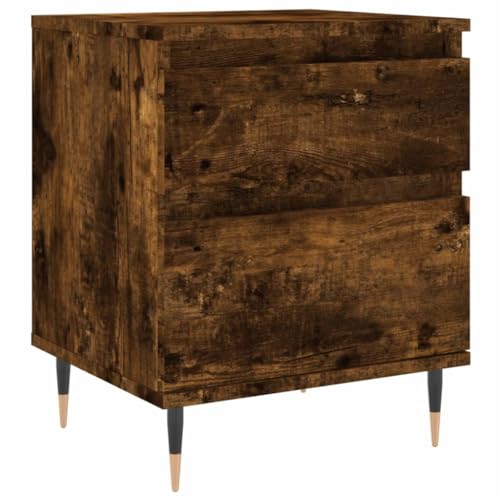 Eleganz Nachttisch aus Räuchereiche 40x35x50 cm - Moderner Holzwerkstoff & Metall - Platzsparend & Langlebig - Ideal für kleine Schlafzimmer