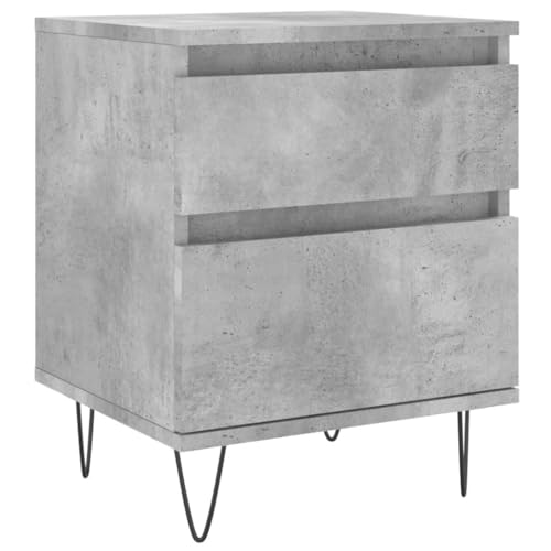 Eleganz Nachttisch Betongrau 40x35x50 cm aus Holzwerkstoff & Metall - Moderner Beistelltisch für Schlafzimmer, langlebig & platzsparend