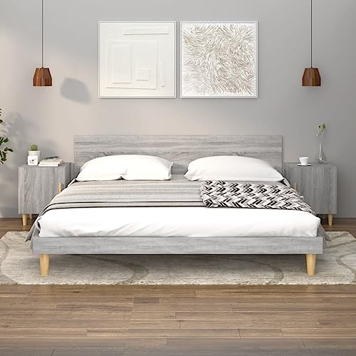 KTHLBRH Nachttische 2 STK. Grau Sonoma Holzwerkstoff kommode mit schubladen badschrank schmal for Schlafzimmer Wohnzimmer