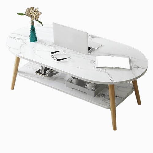 Kleiner Beistelltisch aus Holz für das Wohnzimmer, runder Couchtisch, doppelschichtiges Desktop-Design, Dekoration aus Marmorfurnier, für das Nachttisch im Schlafzimmer, Sofaseite