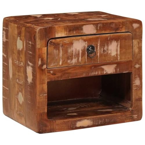 THOYTOUI Wandmontierter Nachttischschrank mit Regal für Schlafzimmer - Rustikale Eleganz und Praktische Funktionalität in Mehrfarbig