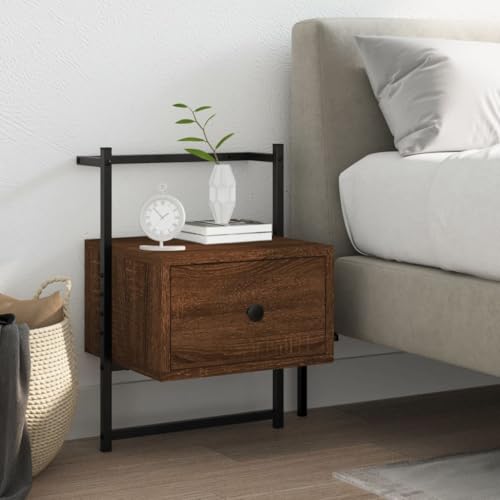 Youuihom Wand-Nachttisch Braun Eiche 35x30x51 cm Holzwerkstoff Nachtkasten Nachttische Beistelltisch Klein Telefontisch für Bad Wohnzimmer Jugendzimmer Schlafzimmer
