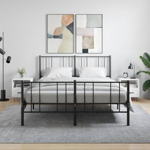 Myheimly Nachttische Nachttisch Nachtschrank Nachtkonsole Telefontisch 2 STK. Hochglanz-Weiß 40x35x47,5 cm Holzwerkstoff 3030158de