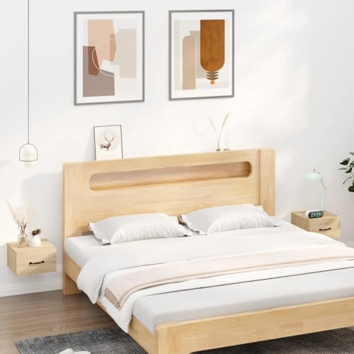Fasba Wand-Nachttische 2 STK. Sonoma-Eiche 35x35x20 cm, Beistelltisch mit viel Stauraum, Nachtschrank, Nachtkommode, Nachtkonsole/ 812859