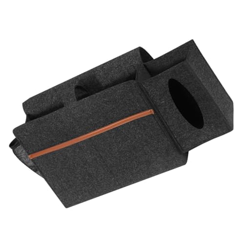 SHINEOFI Filz Aufbewahrungstasche zum Einhängen Nachttisch Organizer für Studentenwohnheim Dunkelgrau Platzsparend mit Stabilem Innenrahmen Hängeaufbewahrung für Sofa und Bett