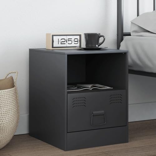 Xichuzi Nachttisch Anthrazit 34,5x39x44 cm Stahl, Nachtschrank, Nachtkästchen, Bedside Table, Komodenschrank, Nachtkommode, Beistelltisch, Nightstand, Schlafzimmer Möbel - 841755