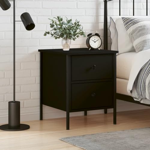 Snsowed Nachttisch Schwarz 40x42x50 cm Holzwerkstoff, Nachtschrank, Nachtkästchen, Bedside Table, Nachtkommode, Nightstand, Nachttischschrank, Nachtkonsole825983