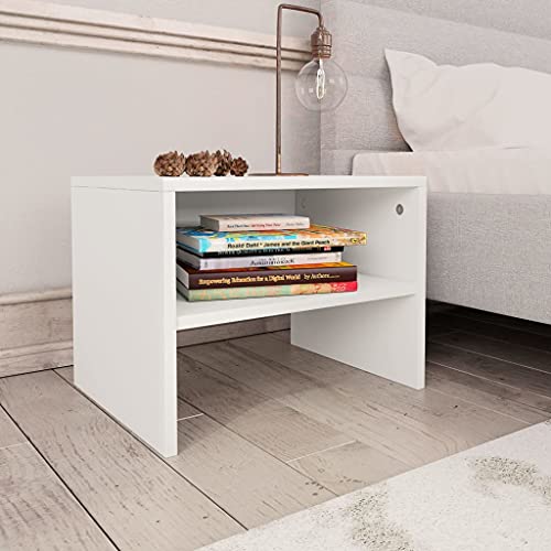 MOBCANT Nachttisch, Nachtisch Nachttischschrank Sofatisch Bett Organizer Geeignet für Schlafsaal Wohnung Schlafzimmer Wohnstube Weiß 40x30x30 cm Holzwerkstoff