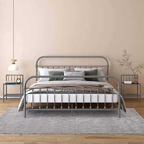 ZQQLVOO Nachttische 2 STK. Grau und Schwarz Metall und Glas Nachtkommoden Nachtschränke für Schlafzimmer