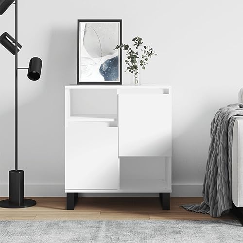 Homvdxl Schmales Sideboard mit 2 Türen & Aufbewahrungsregalen, 3 Etagen Kleiner Beistelltisch Sofatisch für schmale und kleine Räume, 70cm H Nachttisch Kleiner Nachttisch - Industrie (Weiß)